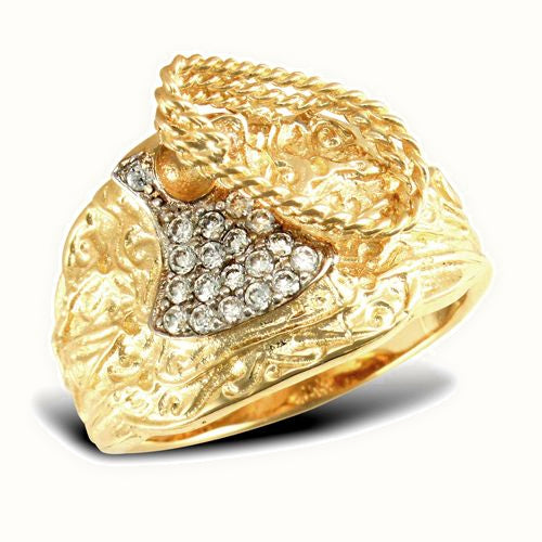 9ct Yellow Gold Cubic Zirconia Saddle Ring