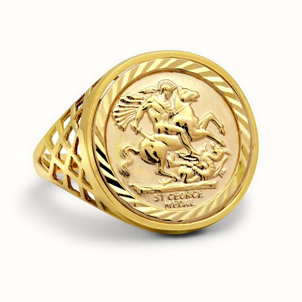 9ct Yellow Gold Half St George Ring