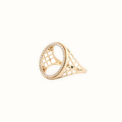 9ct Yellow Gold Sovereign Ring with a CZ set bezel