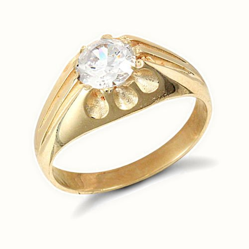 9ct Yellow Gold Gents Cubic Zirconia Ring
