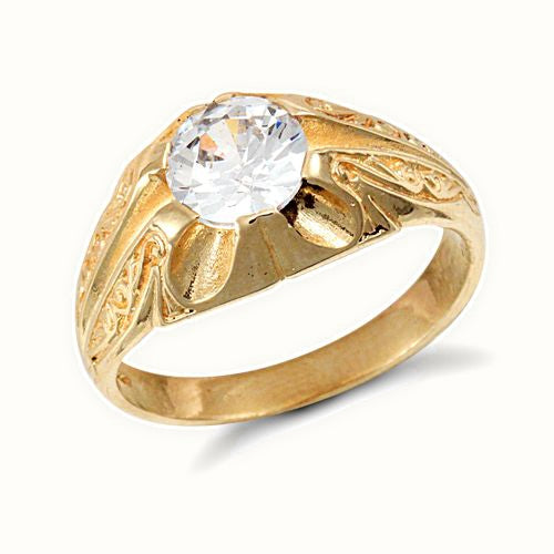 9ct Yellow Gold Gents Cubic Zirconia Ring