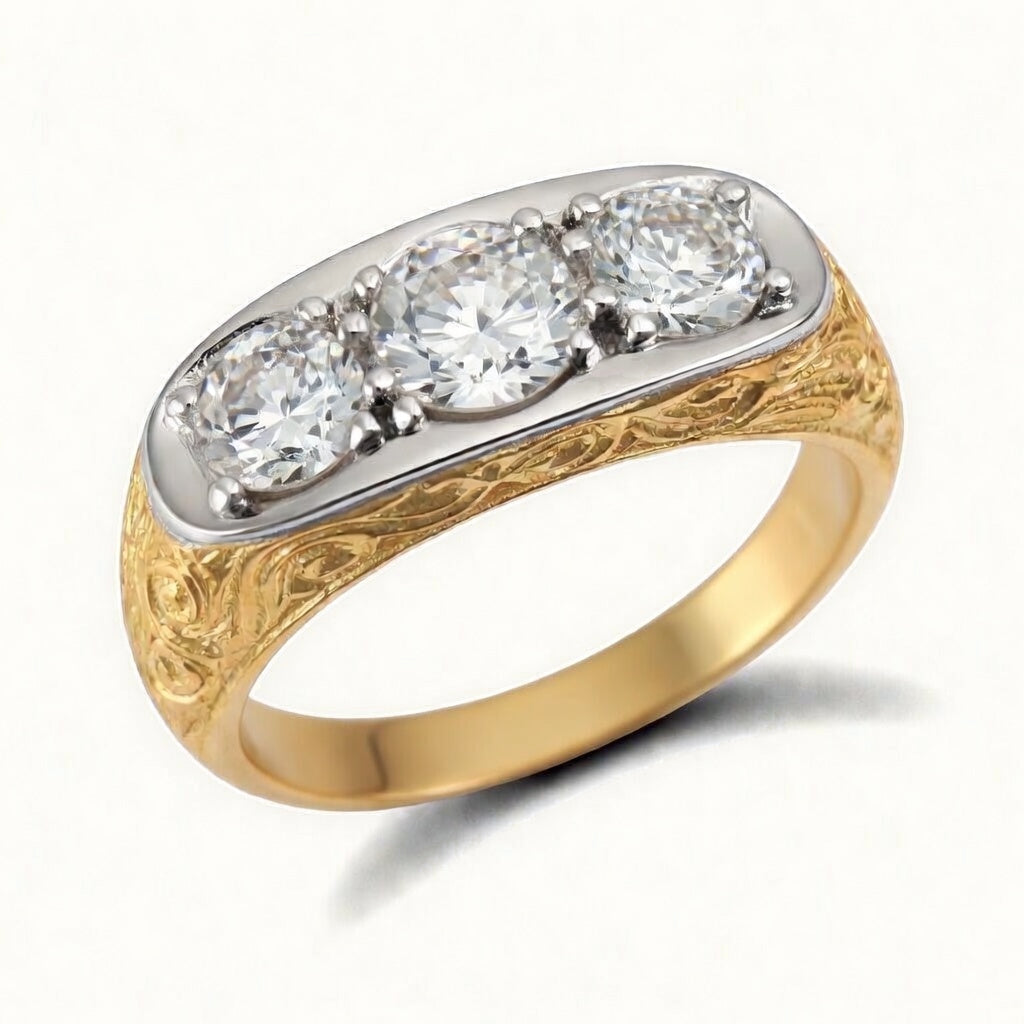 9ct Yellow Gold Gents Cubic Zirconia Ring