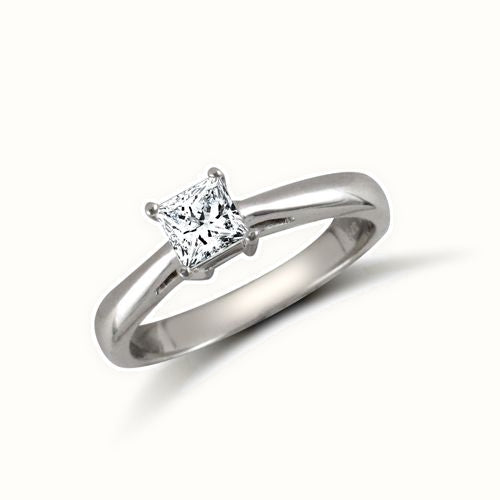 9ct White Princess Cut CZ Solitaire Ring