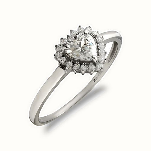 9ct White Ladies CZ Heart Cluster Ring