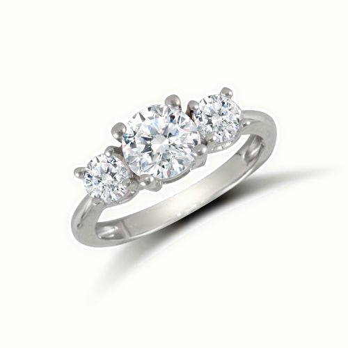 9ct White Ladies CZ 3 Stone Cluster Ring