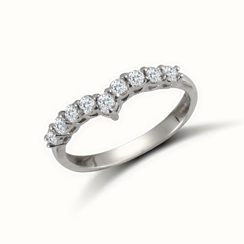 9ct White Ladies CZ Wishbone Ring