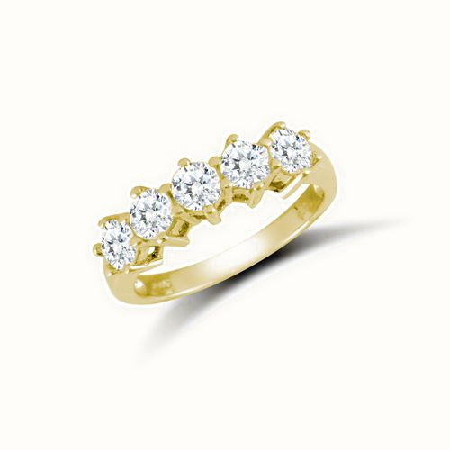 9ct Yellow Ladies CZ 5 Stone Ring