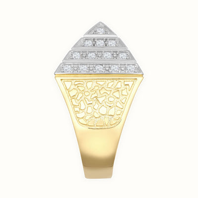 9ct Yellow Gold 1 Ounce CZ Set Pyramid Ring
