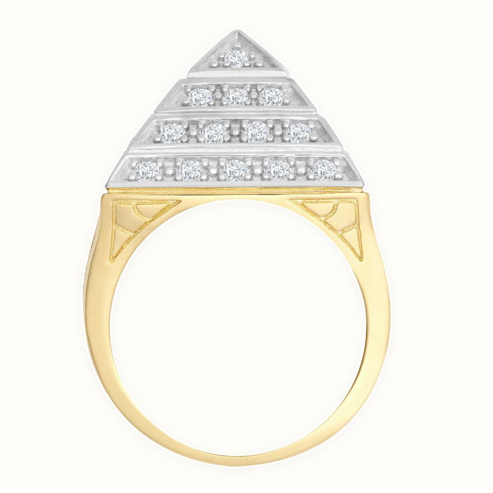9ct Yellow Gold 1 Ounce CZ Set Pyramid Ring