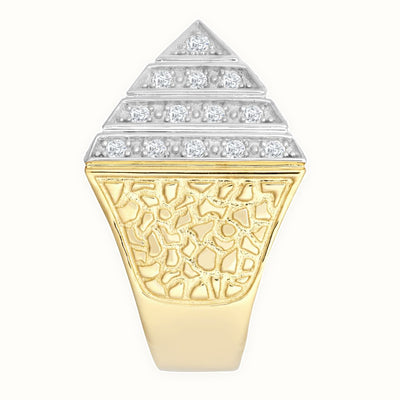 9ct Yellow Gold 1.5 Ounce CZ Set Pyramid Ring