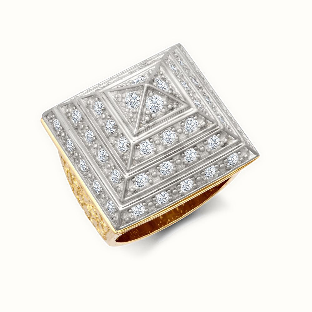 9ct Yellow Gold 1.5 Ounce CZ Set Pyramid Ring