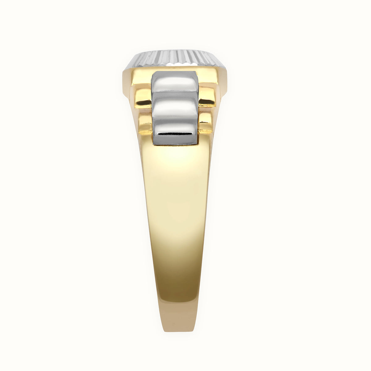 9ct Yellow & White Gold CZ Set Watch Strap & Bezel Ring