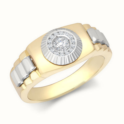 9ct Yellow & White Gold CZ Set Watch Strap & Bezel Ring