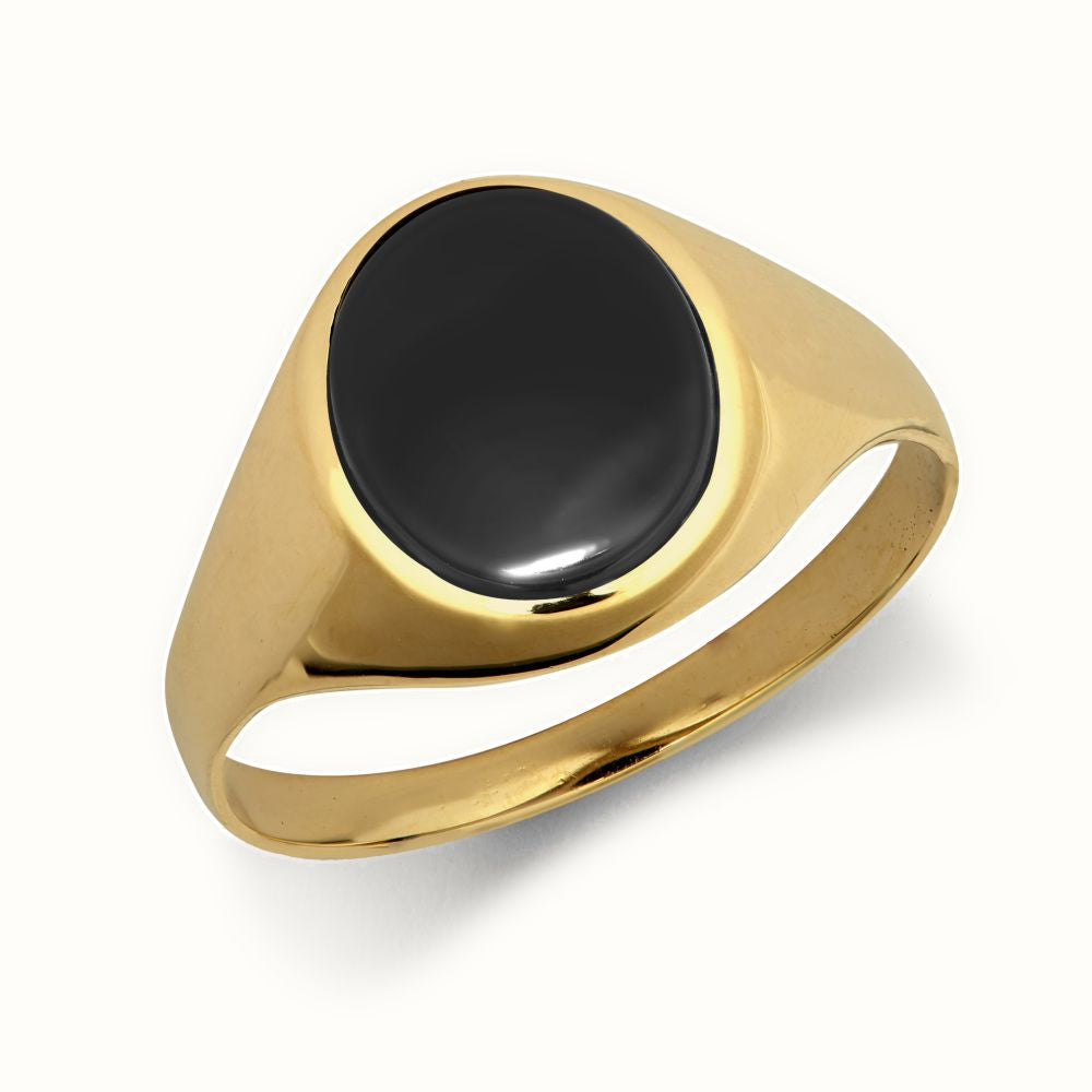 9ct Yellow Gold Shaped 10x12 Onyx Ring