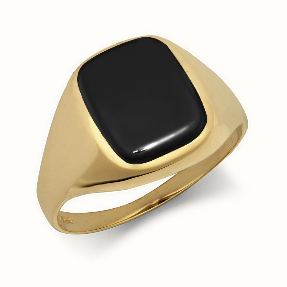 9ct Yellow Gold Shaped 10x12 Onyx Ring