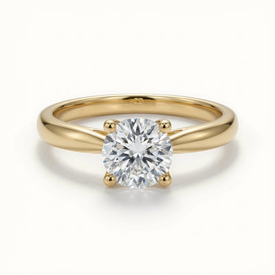 9ct Yellow Gold, 1.00ct Round Cubic Zirconia Wed-fit Solitaire Ring