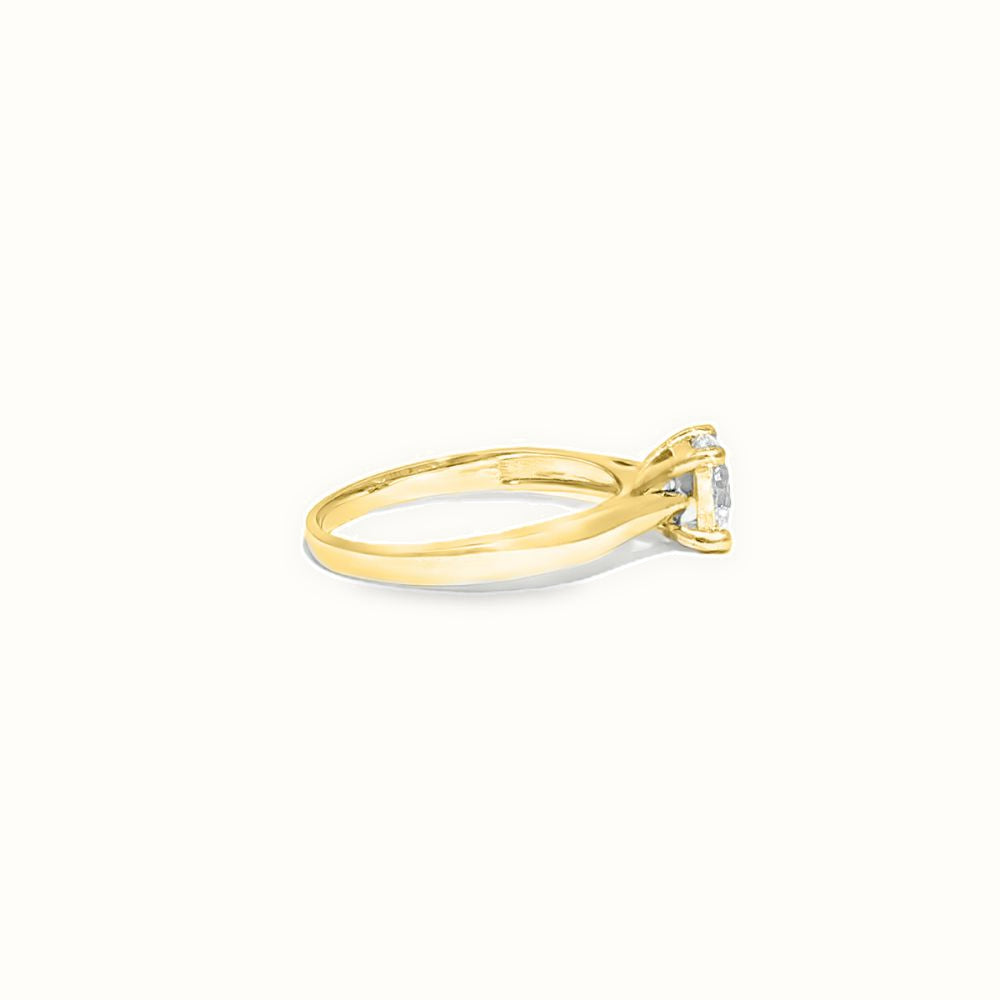9ct Yellow Gold, 1.00ct Round Cubic Zirconia Wed-fit Solitaire Ring