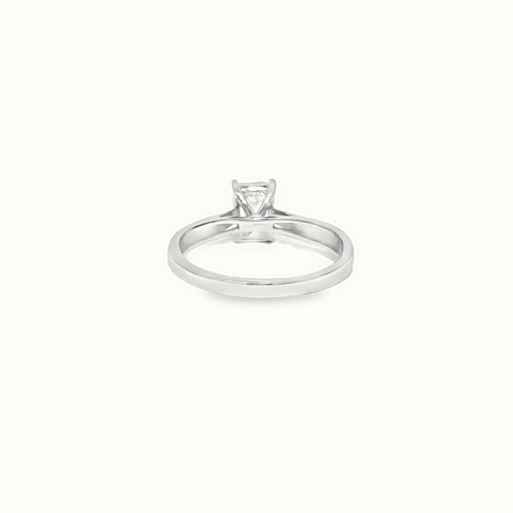 9ct White Gold, 1.00ct Emerald Cut Cubic Zirconia Wed-fit Solitaire Ring
