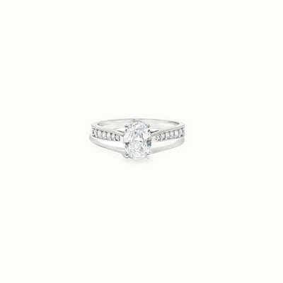 9ct White Gold, 1.00ct Oval Cubic Zirconia Wed-fit Engagement Ring