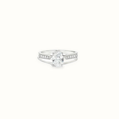 9ct White Gold, 1.00ct Oval Cubic Zirconia Wed-fit Engagement Ring