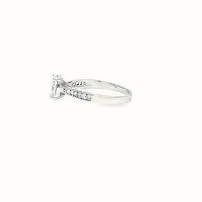 9ct White Gold, 1.00ct Oval Cubic Zirconia Wed-fit Engagement Ring