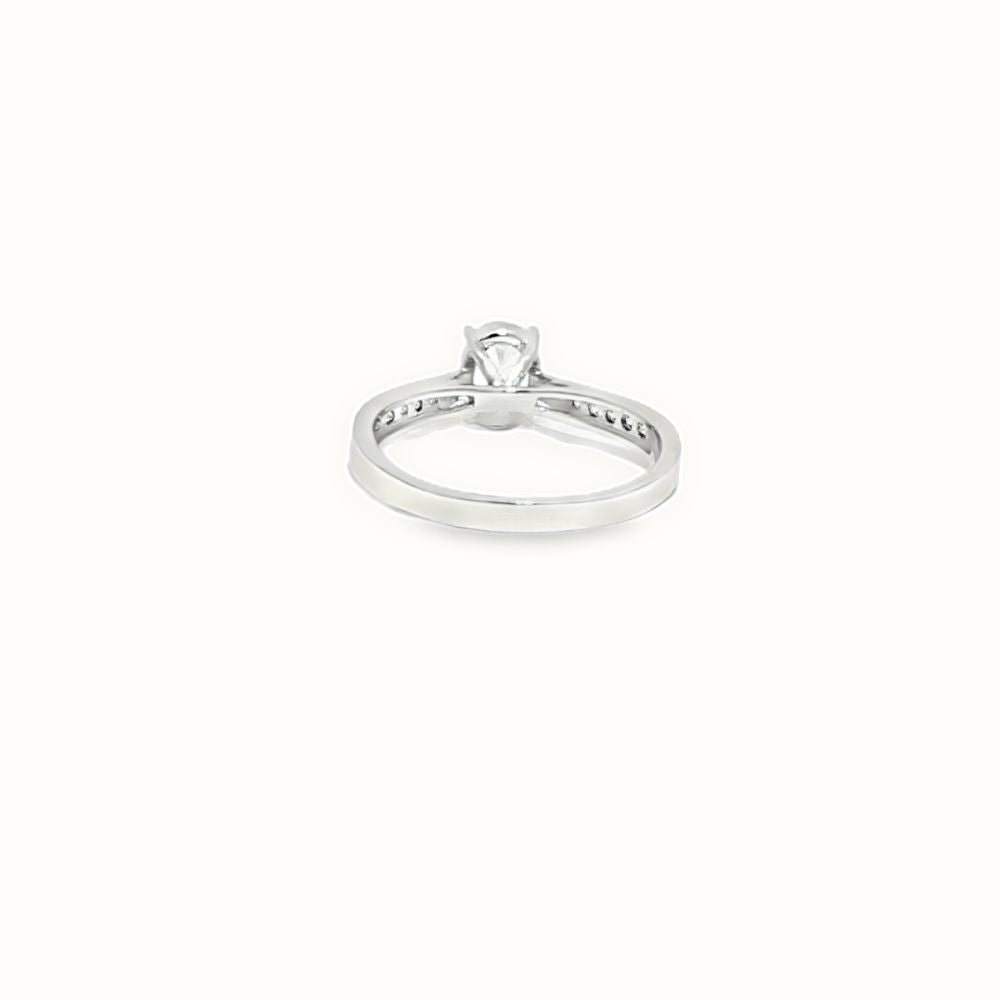 9ct White Gold, 1.00ct Oval Cubic Zirconia Wed-fit Engagement Ring