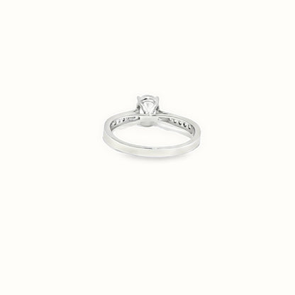 9ct White Gold, 1.00ct Oval Cubic Zirconia Wed-fit Engagement Ring