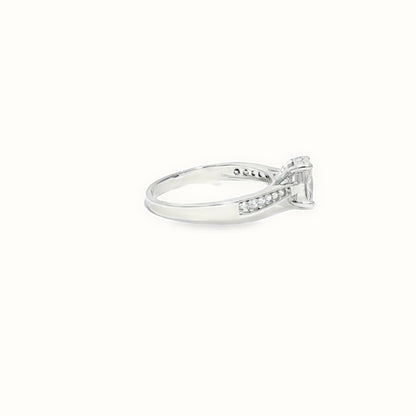 9ct White Gold, 1.00ct Oval Cubic Zirconia Wed-fit Engagement Ring