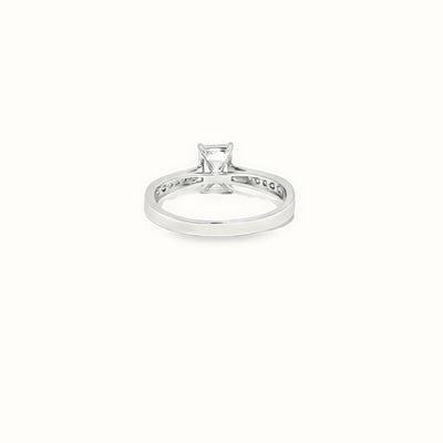 9ct White Gold, 1.00ct Emerald Cut Cubic Zirconia Wed-fit Engagement Ring