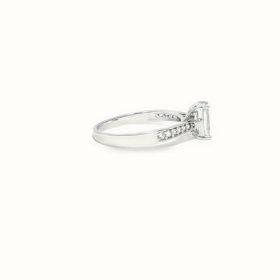 9ct White Gold, 1.00ct Emerald Cut Cubic Zirconia Wed-fit Engagement Ring