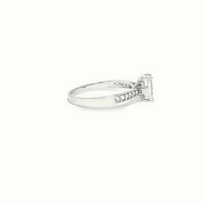 9ct White Gold, 1.00ct Emerald Cut Cubic Zirconia Wed-fit Engagement Ring