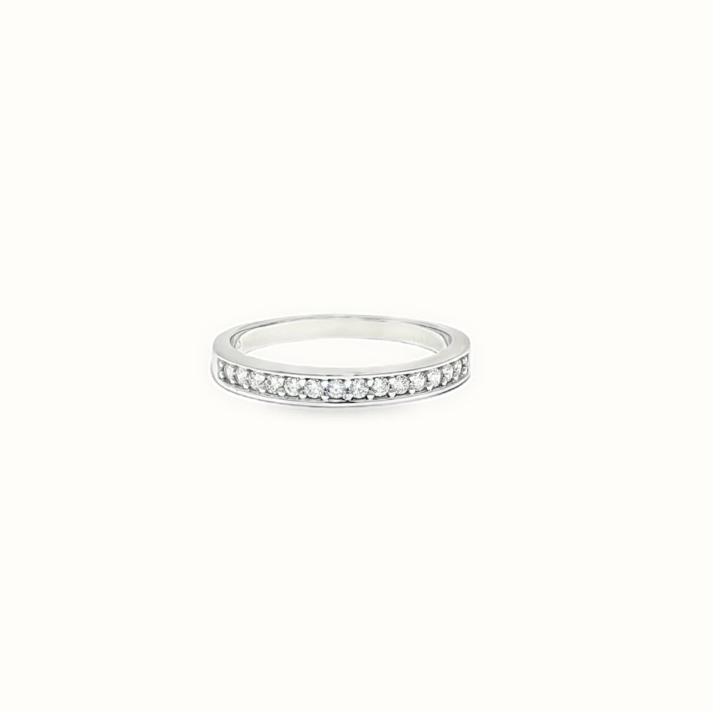 9ct White Gold, Half Eternity Cubic Zirconia Ring