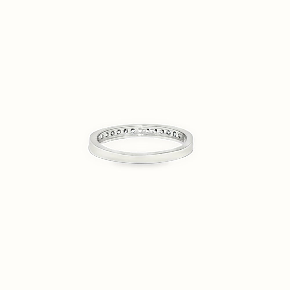 9ct White Gold, Half Eternity Cubic Zirconia Ring