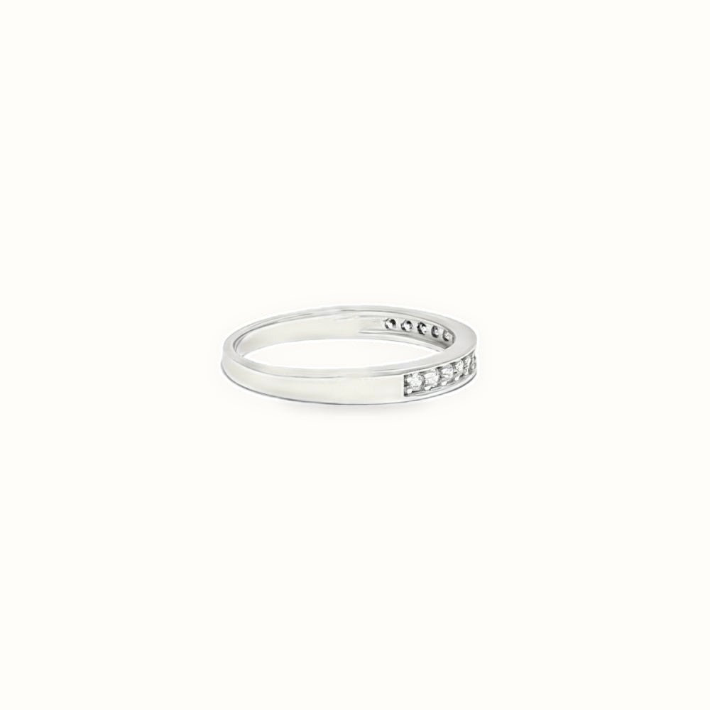 9ct White Gold, Half Eternity Cubic Zirconia Ring