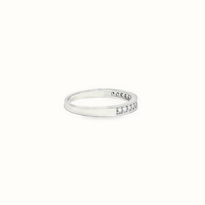 9ct White Gold, Half Eternity Cubic Zirconia Ring