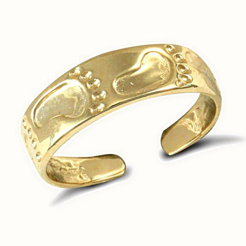 9ct Yellow Gold Footprint Toe Ring