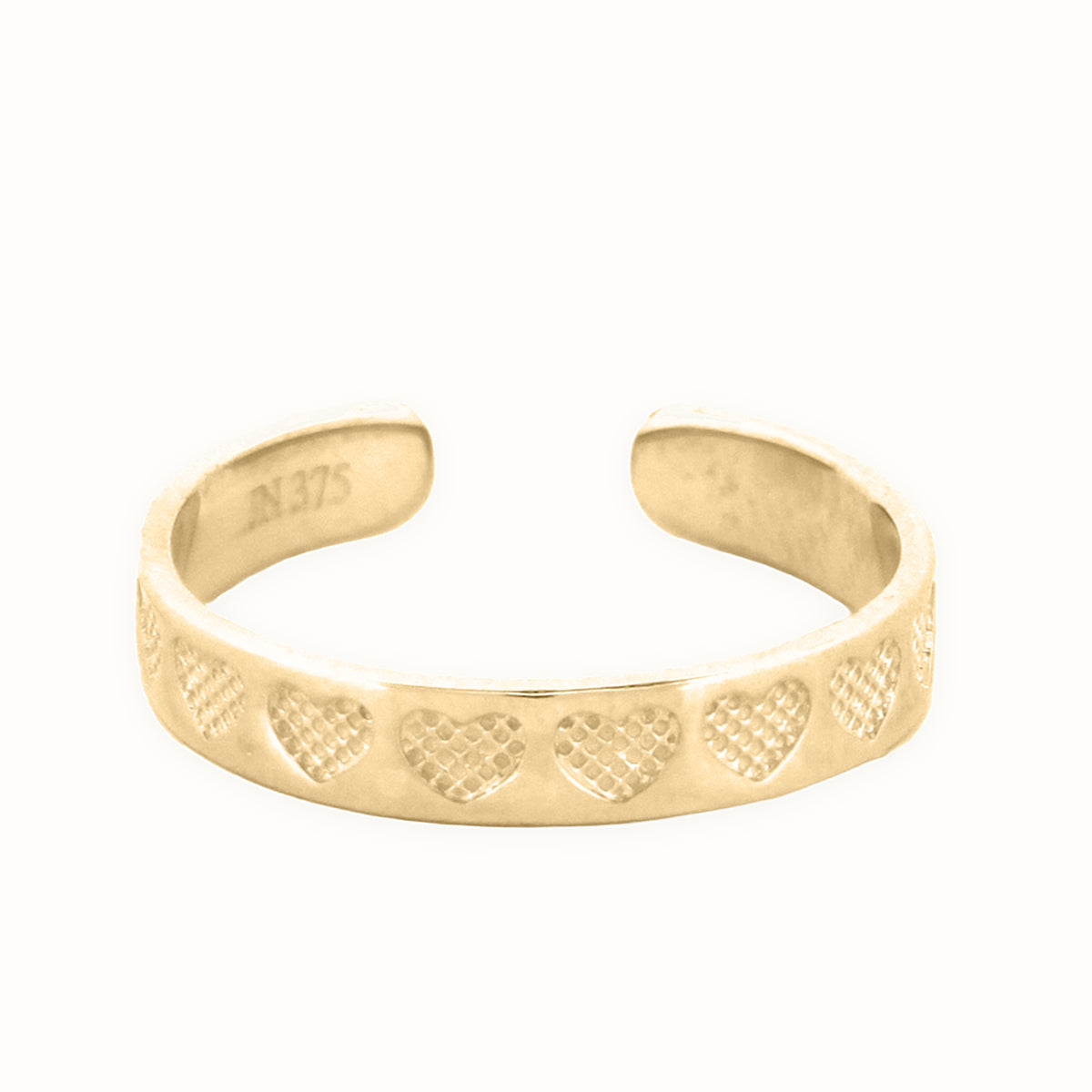 9ct Yellow Gold Hearts Toe Ring