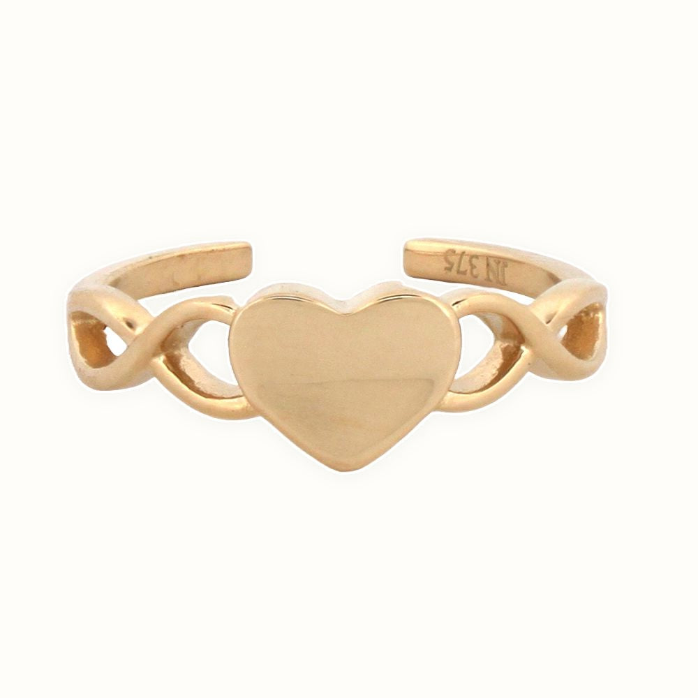 9ct Yellow Gold Heart Toe Ring