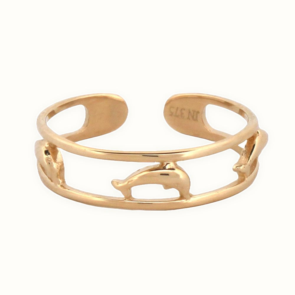 9ct Yellow Gold Dolphin Toe Ring