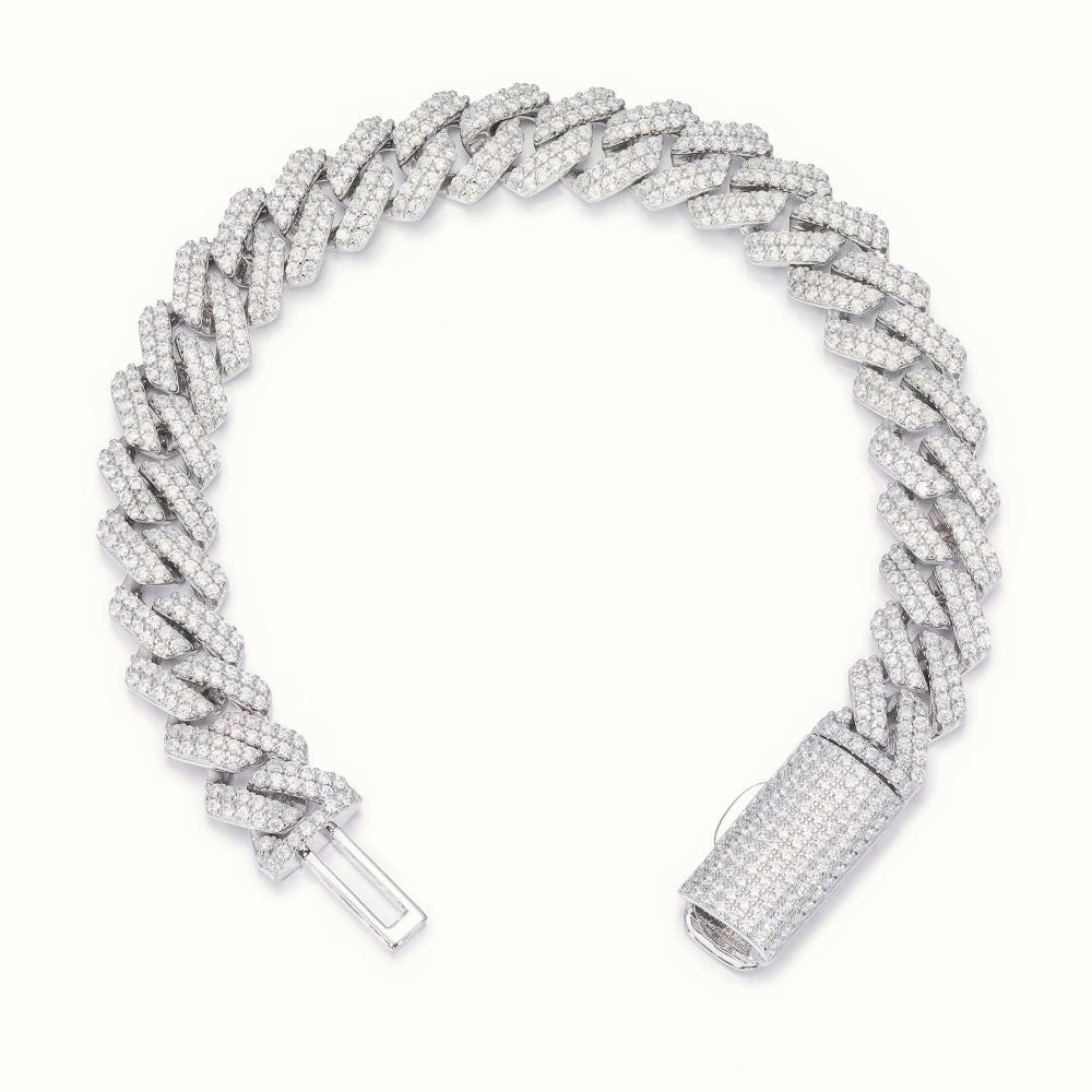 Sterling Silver CZ Set Cuban Bracelet 10.0mm – ABB201
