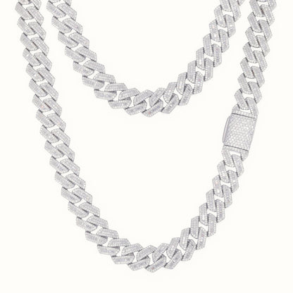 Sterling Silver Baguette CZ Set Cuban Chain 12.0mm – ABB203