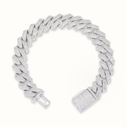 Sterling Silver Baguette CZ Set Cuban Bracelet 12.0mm – ABB203