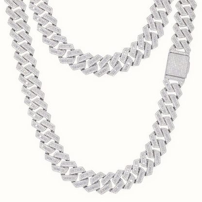 Sterling Silver Baguette CZ Set Cuban Chain 12.0mm – ABB204