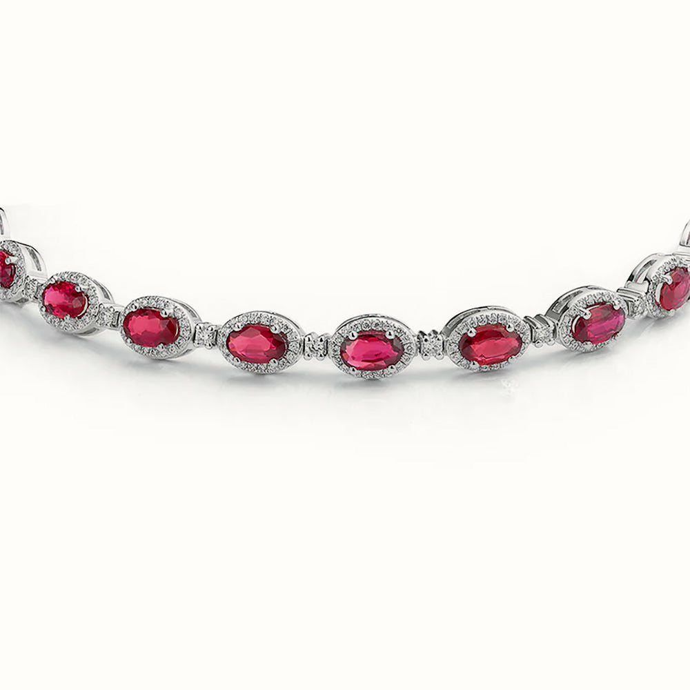 Sterling Silver CZ Ruby and White Stone Bracelet – ABB213