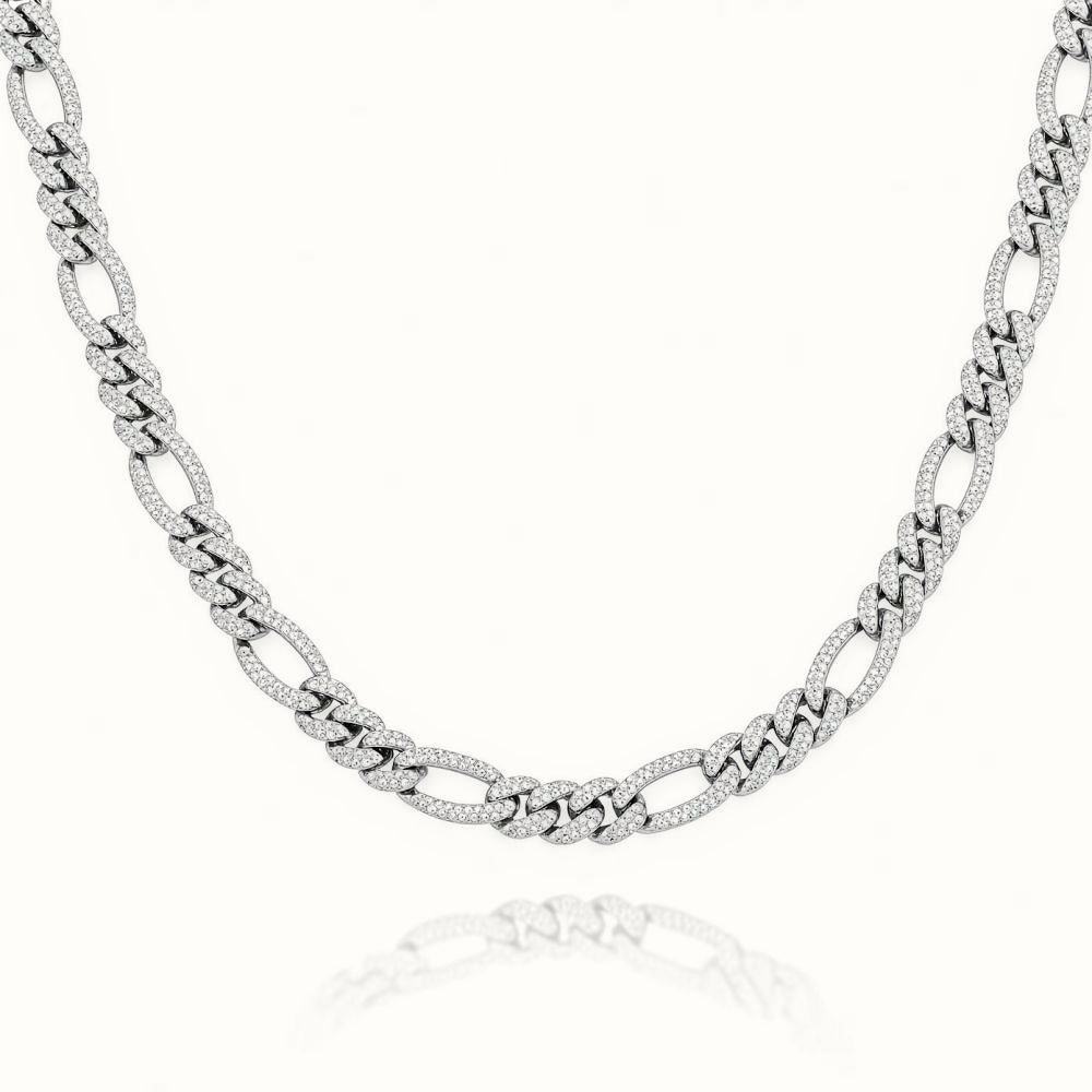 Sterling Silver CZ Set Figaro Chain – ABB257