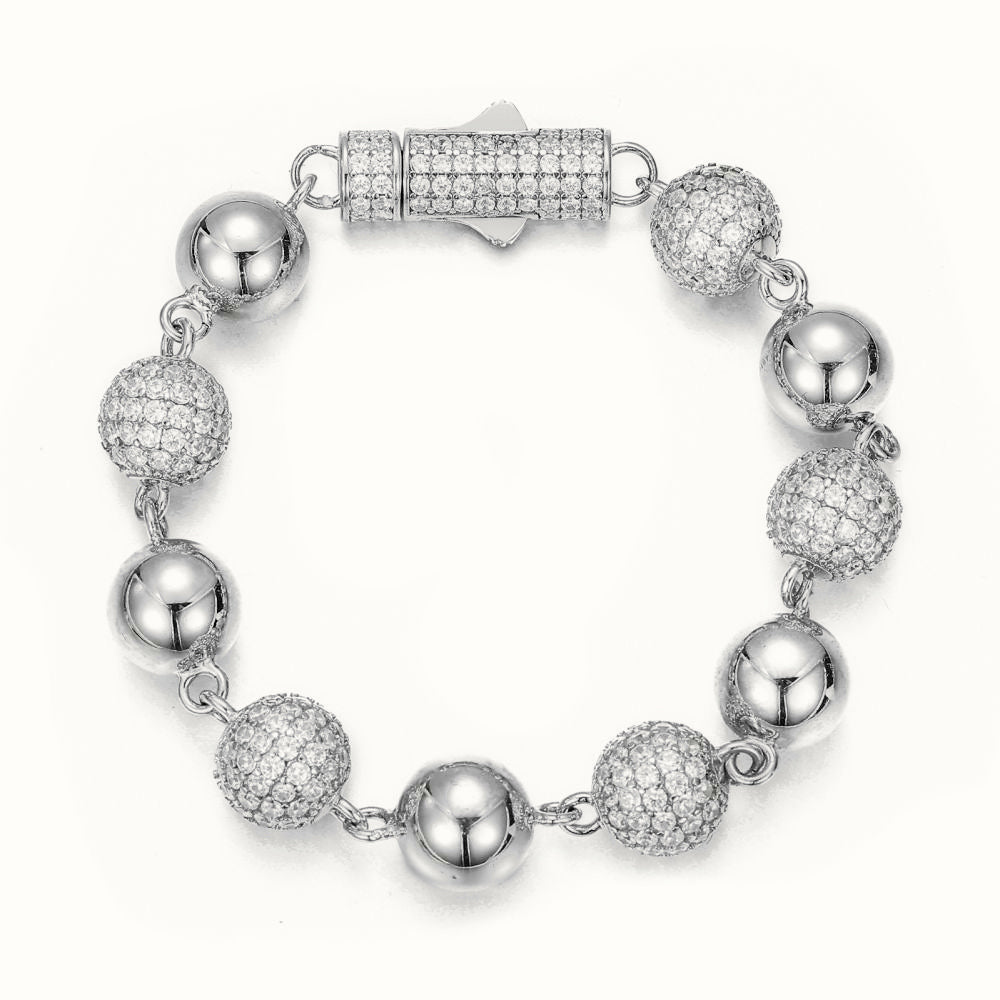 Sterling Silver CZ Set Bead Necklace – ABB258