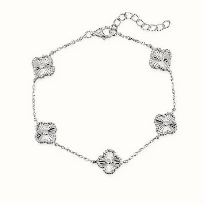 Sterling Silver CZ Clover Bracelet – ABB259
