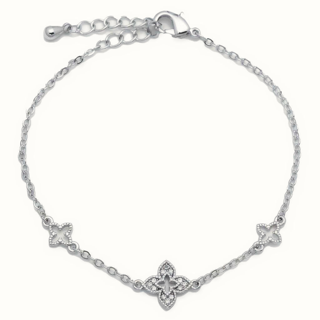Sterling Silver CZ Clover Bracelet – ABB265
