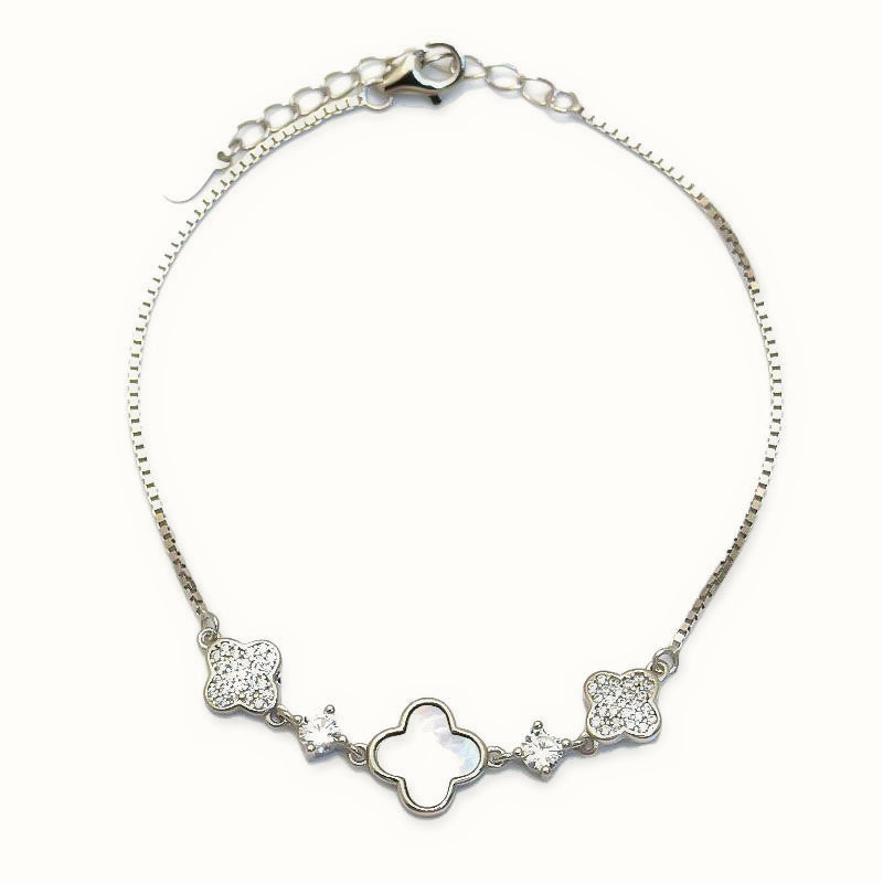 Sterling Silver Mother of Pearl Clover Bracelet – ABB271