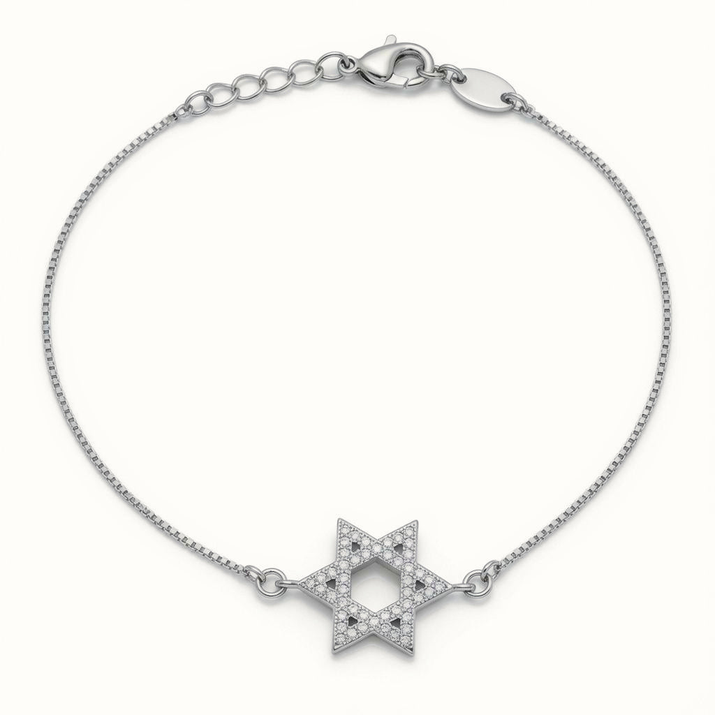 Sterling Silver CZ Star of David Bracelet – ABB273